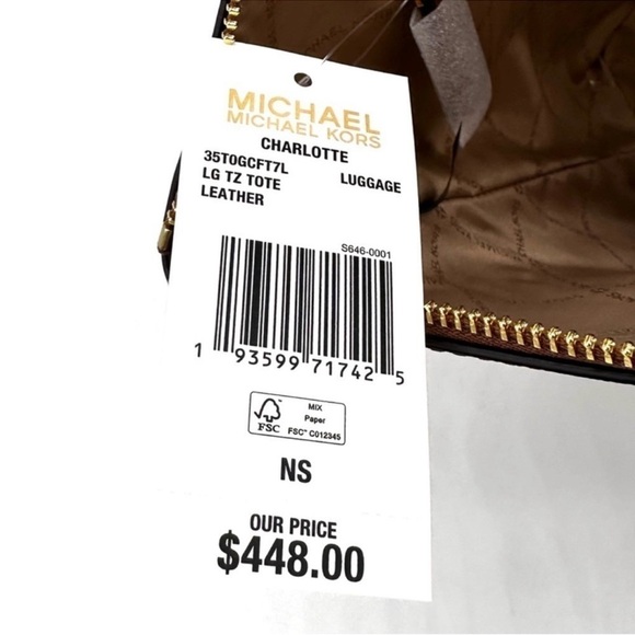 Michael Kors Large Charlotte Tote Bag Luggage Leather Luggage - Picture 12 of 12